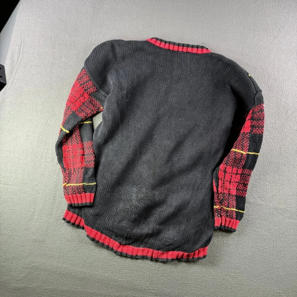 Vintage Paris Smith Sweater Ramie OSFA Heavy Knit Plaid‎ Scotch Floral Boho